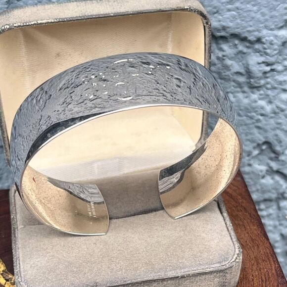 Vintage Sterling Silver Cuff Bracelet Chunky Engraved KPV 925 Danecraft Jewelry - Picture 7 of 10